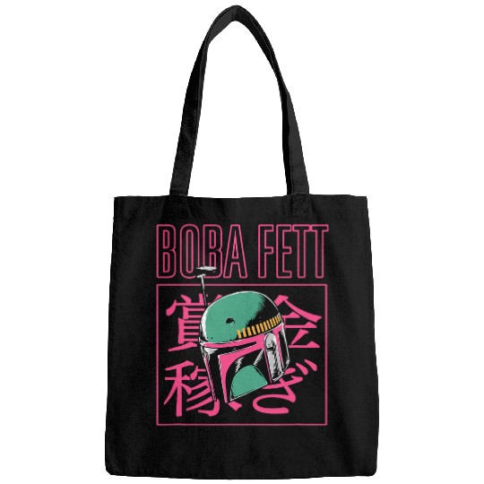 Book Fun Star Wars The Book Of Boba Fett Helmet Neon Kanji Big Logo Bags
