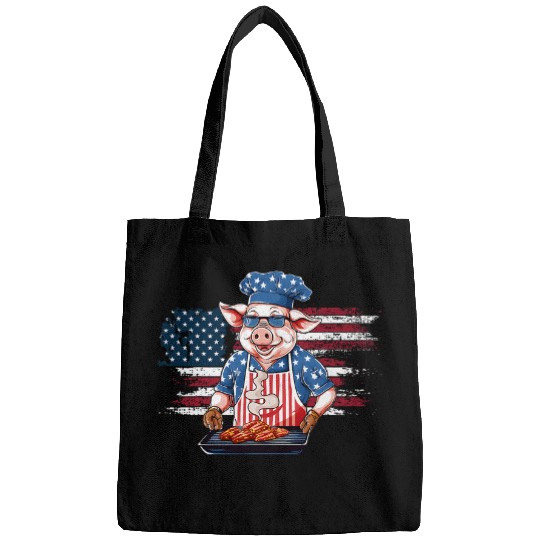 Pig Pet Funny 4th of July Pig Grilling BBQ Party Barbecue Pig Grill 04 Bags