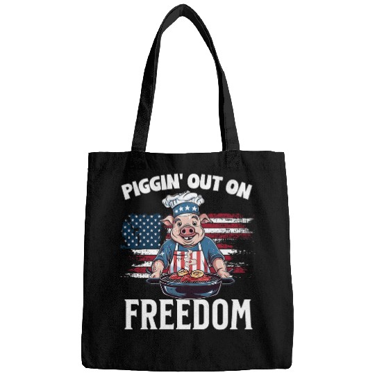 Pig Pet Funny 4th of July Pig Grilling BBQ Party Barbecue Pig Grill 01 Bags