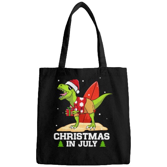 Dinosaur Pet Christmas In July Funny Santa TRex Summer Vacation Lover Bags