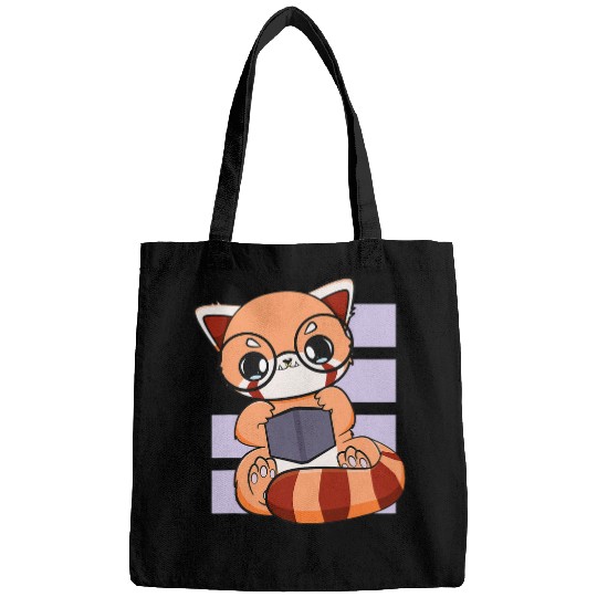 Book Fun Chibi Red Panda Read Book Lover Anime Otaku Bags