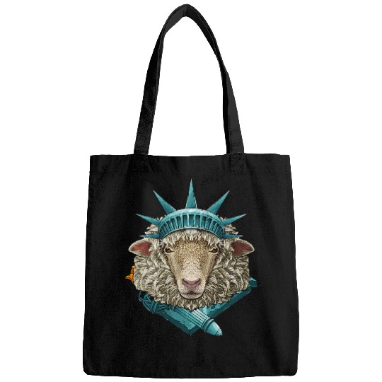 Sheep Pet Statue Of Liberty Sheep 4th Of July Farmer USA American Bags