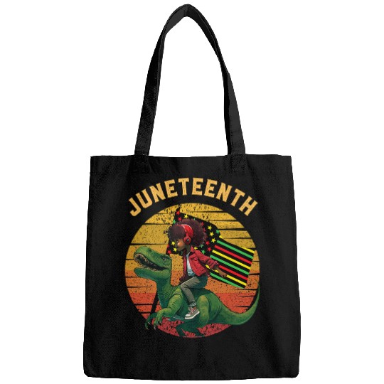 Dinosaur Pet Juneteenth Black queen Riding T rexs Dino Girls Kids Flag Bags