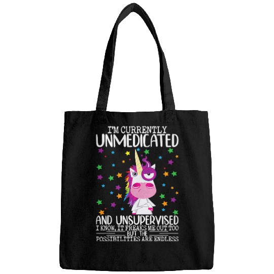 Horse Pet Im Currently Unmedicated And Unsupervised Funny Horse Bags