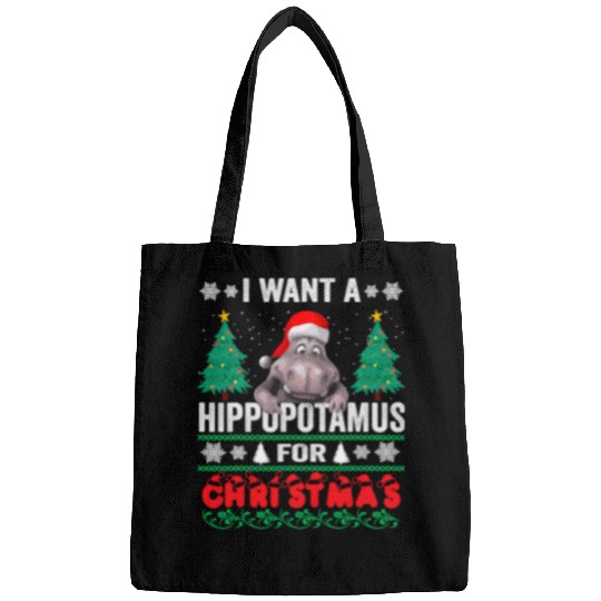 Hippo Pet I Want A Hippopotamus For Christmas xmass Lights Santa Hippo 317 Bags