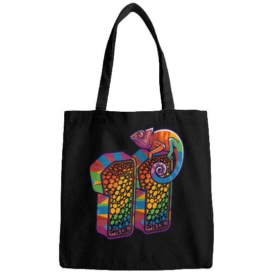 Chameleon Pet 11th Birthday Lizard Chameleon 11 Years Old Party Funny Bags