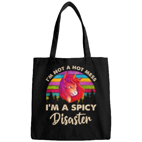 Horse Pet Im Not A Hot Mess Im A Spicy Disaster Funny Horse Bags