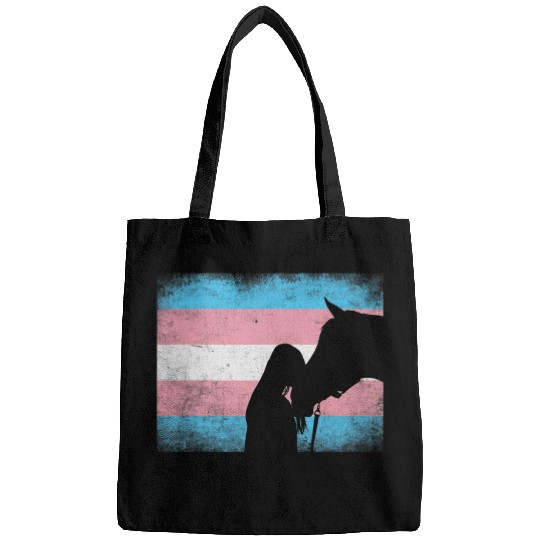 Horse Pet LGBT Pride Trans Pride Horse Lover Funny Transgender Flag LGBTQ Ally Bags