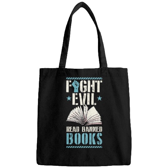 Fight Evil Read Banned Books Literary Teacher Librarian Bags