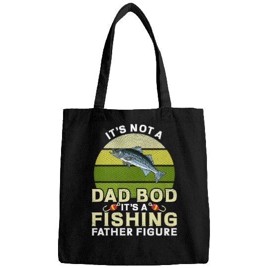 Fishing Fun Mens Not Dad Bod Father Figure Funny Fishing Striped Bass for Men Bags