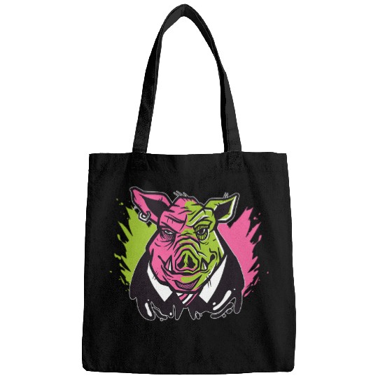 Pig Pet Animal design featuring an evil pig dressed in a fancy suit Bags