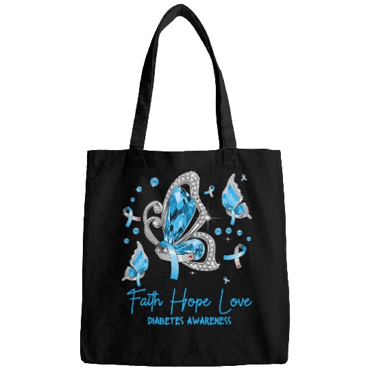 diabetess Ribbon Faith Hope Love Butterfly Blue 62 Bags