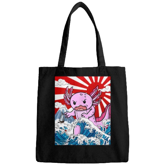 Axolotls Pet vintages Axolotls Kaiju Japanese Great Wave Off Kanagawa Bags