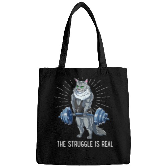 Struggle Is Real Maine coon Deadlift Fitness Bags