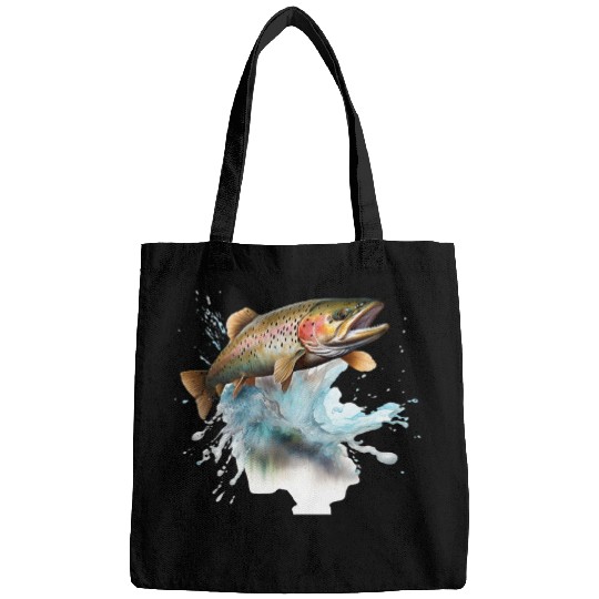 Fishing Fun trout rainbow brook fisherman freshwater angler fish 1 Bags