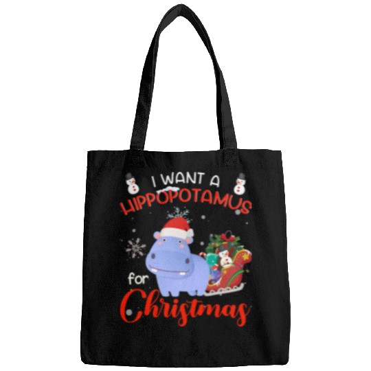 Hippo Pet I Want A Hippopotamus For Christmas xmass Santa hippo kids Bags