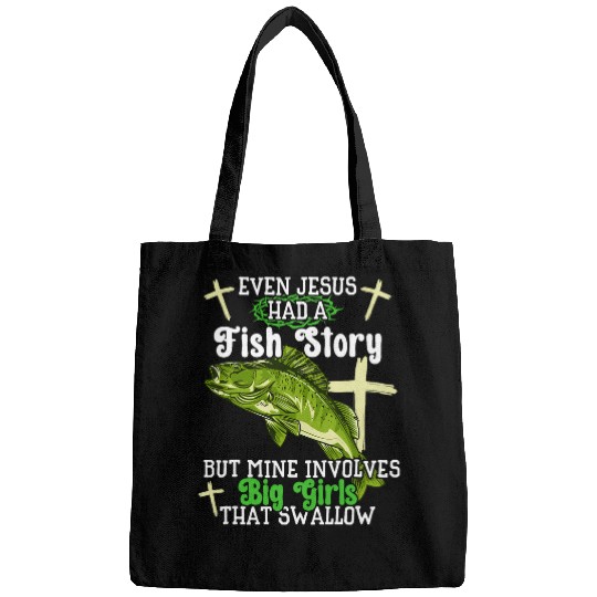 Fishing Fun Mens Even Jesus Had A Fish Story Funny Walleye Fishing for Men Bags