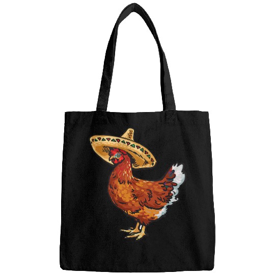 Chicken Pet Rooster is happy he wears a fancy sombrero Chickens Hens Bags