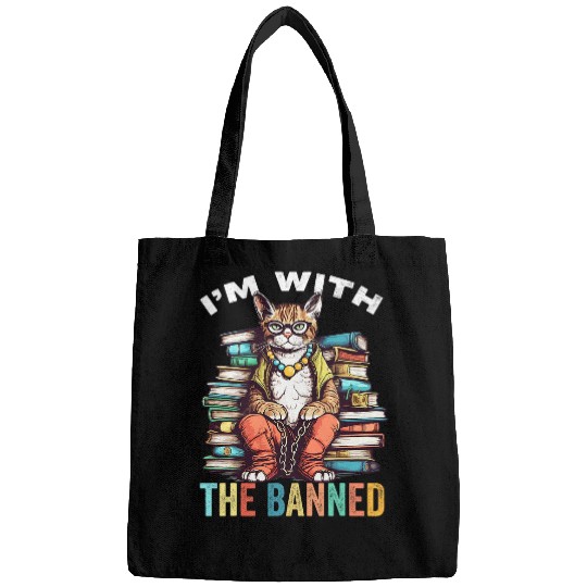 Book Fun Im With The Banned Cat Bookshelf Bookworm Banned Bags