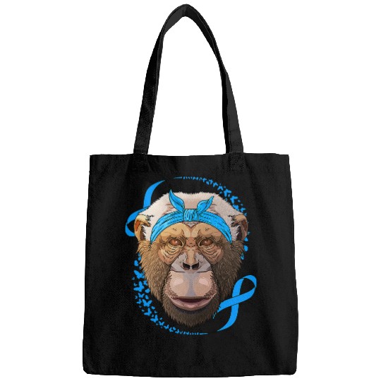 diabetess Ribbon Chimpanzee diabetess Awareness Blue Bandana T1D Survivor 345 Bags