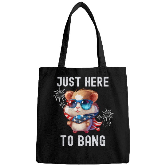 Hamster Pet Just Here To Bang USA Flag Funny Hamster 4th Of July Eagle Bags