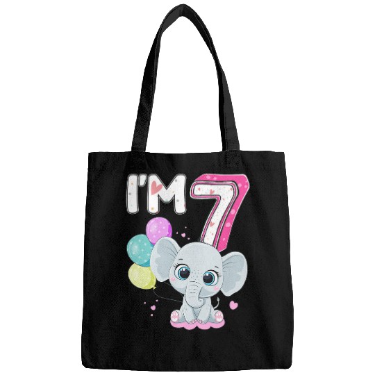 Elephant Mammal 7 Year Old Elephant 7th Birthday Party Animal Elephant Lover Bags