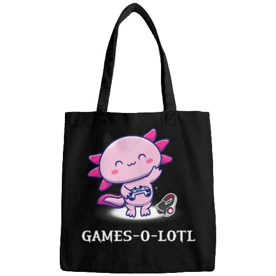 Axolotls Pet Gamesolotl Gamer Axolotls Fish Playing Video Games Lizard Bags