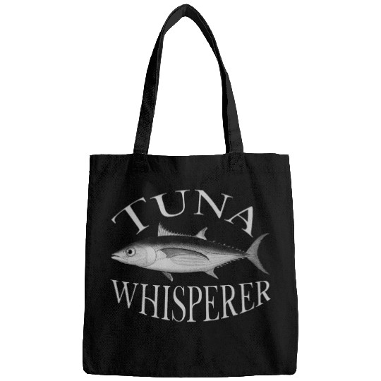 Fishing Fun Tuna Whisperer Albacore Fish Illustration Fishing Angler Art Bags