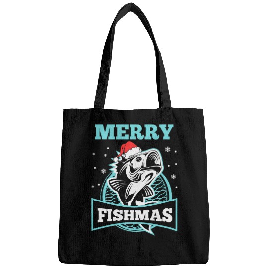 Fishing Fun Merry Fishmas Fishing Christmas Holiday Bass Fishermen Bags