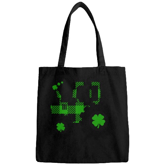 Tractor Fun driving St Patricks Day Flannel Green Plaid Bags