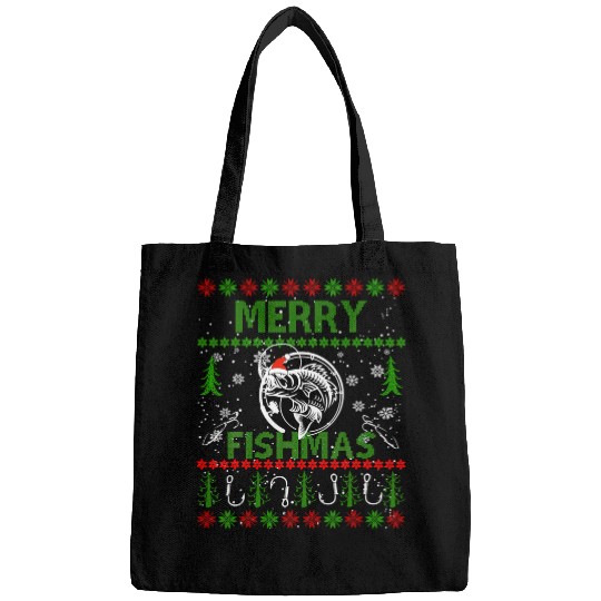 Fishing Fun Merry Fishmas Funny Fishing Ugly Christmas 140 Bags