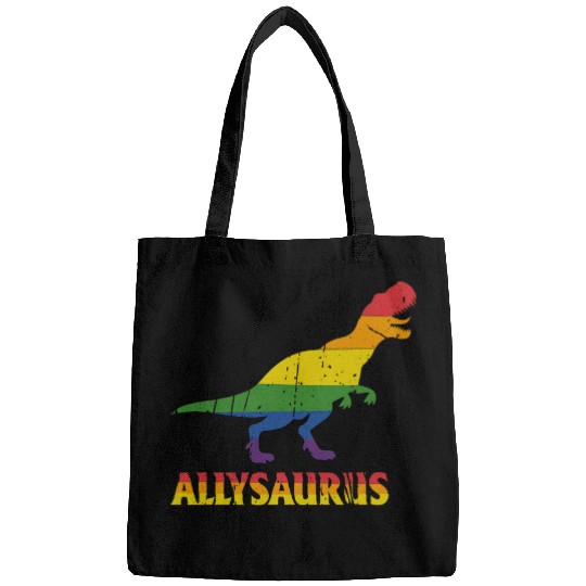 Dinosaur Pet LGBT Allysaurus Dinosaur in Rainbow Flag LGBT Ally Pride Month Bags