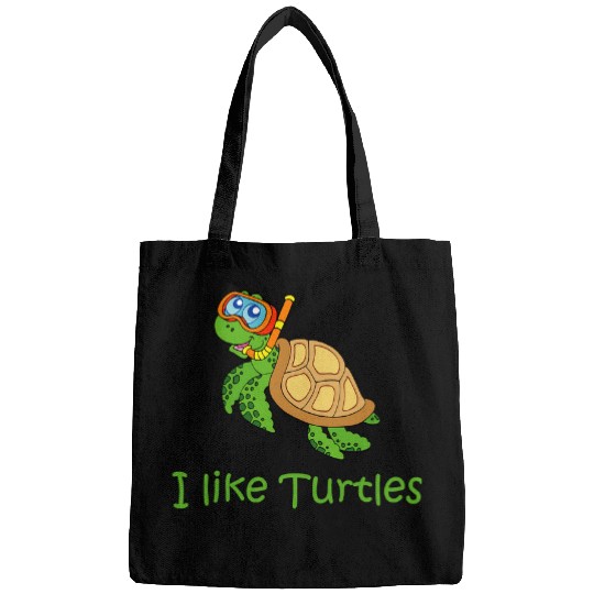 Turtle Pet I Like Turtles Funny Snorkeling Sea Turtle Drawing Turtle Lovers Bday Bags