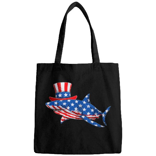 Shark Pet 4th Of July American Flag Red White Blue Patriotic Bags