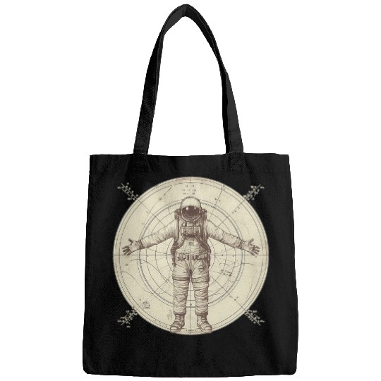 Astronaut Job Vitruvian Astronaut Funny Leonardo Da Vinci Graphic Bags