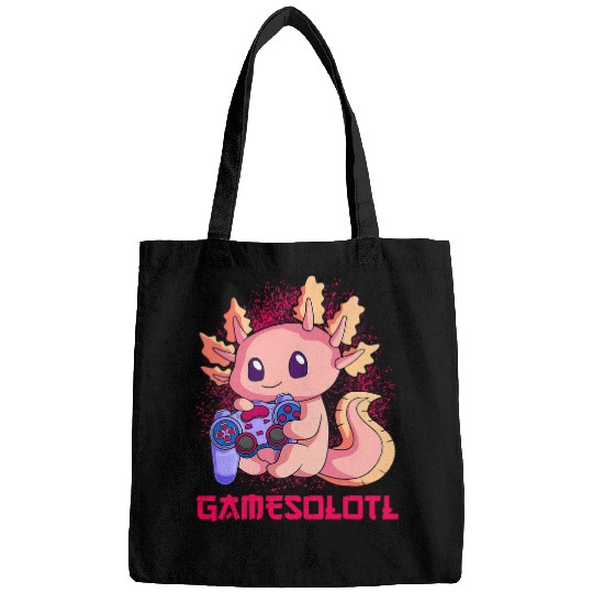 Axolotls Pet Funny Gamesolotl Gaming Axolotls Salamander Controller Gamers Bags