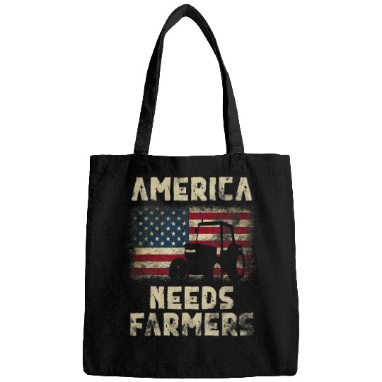 Tractor Fun driving America Needs Farmers Tractor American Flag 1 Bags