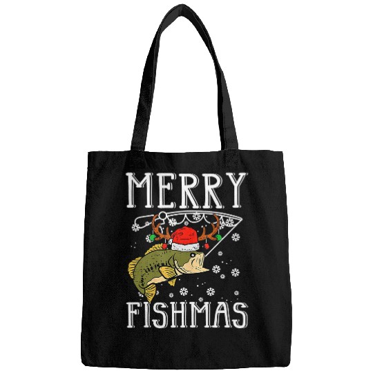 Fishing Fun Merry Fishmas Fish Fishing xmass PJs Christmas Pajama Dad Men 505 Bags