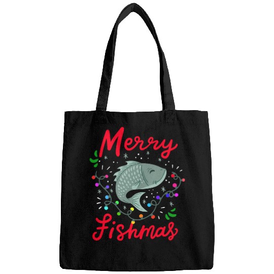 Fishing Fun Merry Fishmas Fishing Christmas Matching Bags