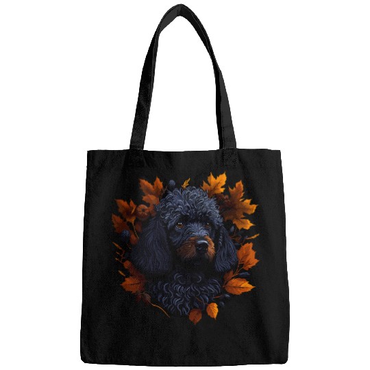 Poodle Pet Dog in Autumn Fall Leaves Bags
