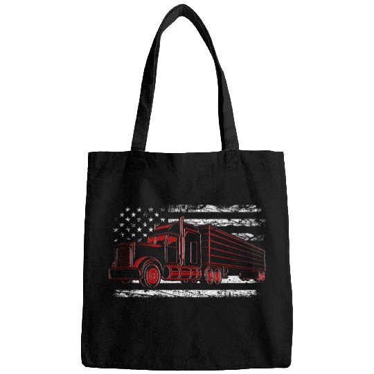 Truck Fun American Flag Semi Truck Driver 18 Wheeler Trucker Patriotic Bags