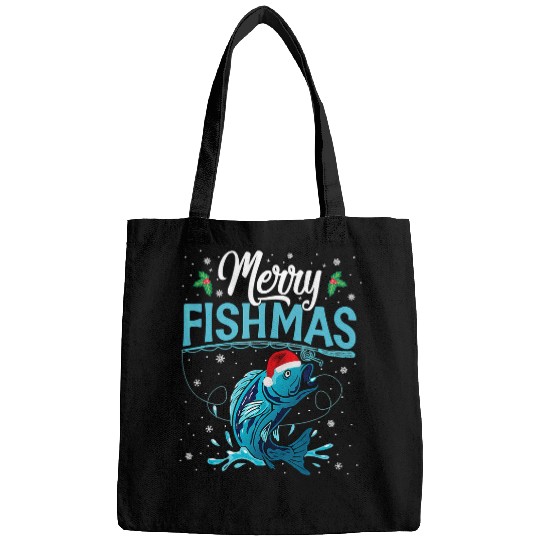 Fishing Fun Christmas Merry Fishmas Fishing xmass S8 Bags