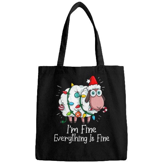 Sheep Pet xmass Lights Im Fine Everything Is Fine Christmas PJs Bags