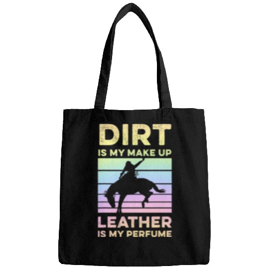 Horse Pet Womens Rodeo Horse Riding Bronc Quote Pastel Rainbow Bags