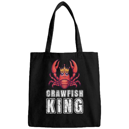 Cute Crawfish King Graphic Cajun Food Chef Seafood Festival Bags