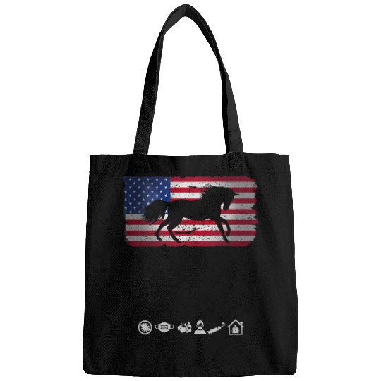 Horse Pet  With American Flag Graphic Plus Size Bags