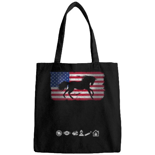 Horse Pet  With American Flag Graphic Plus Size Bags
