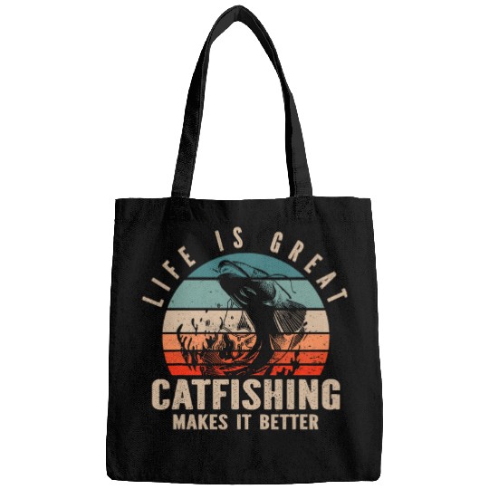 Fishing Fun Catfish Fishing Life Is Great Catfishing Makes It Better Bags