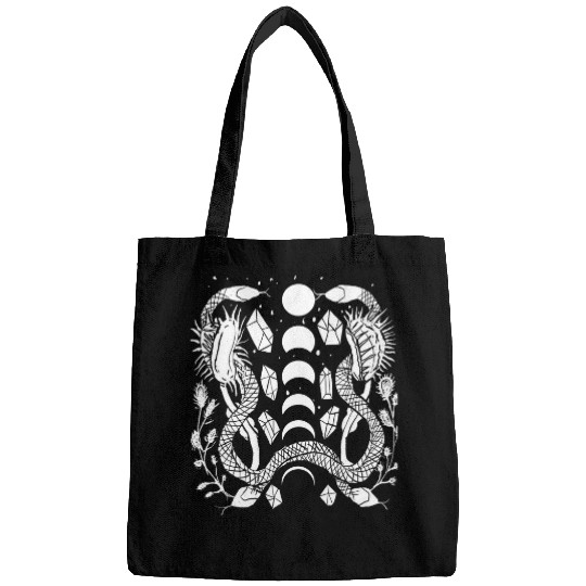 Snake Pet Venus Flytrap Crystals Snake Moon Phases Witchy Gothic Bags