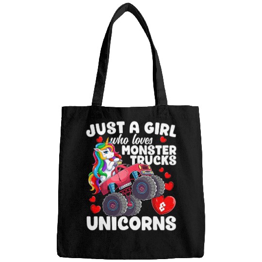 Unicorn Pet Just a Girl Who Loves Monster Trucks and Unicorns Girls Bags